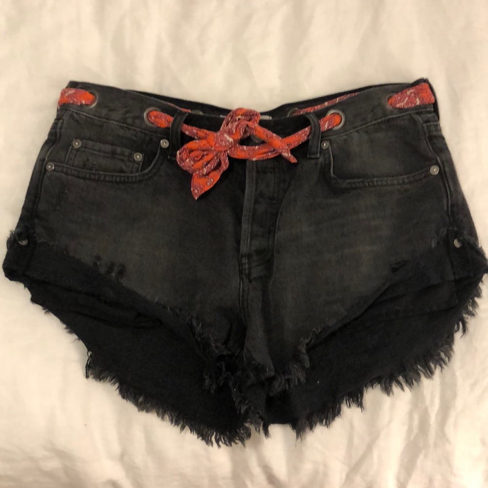 Black jean shorts